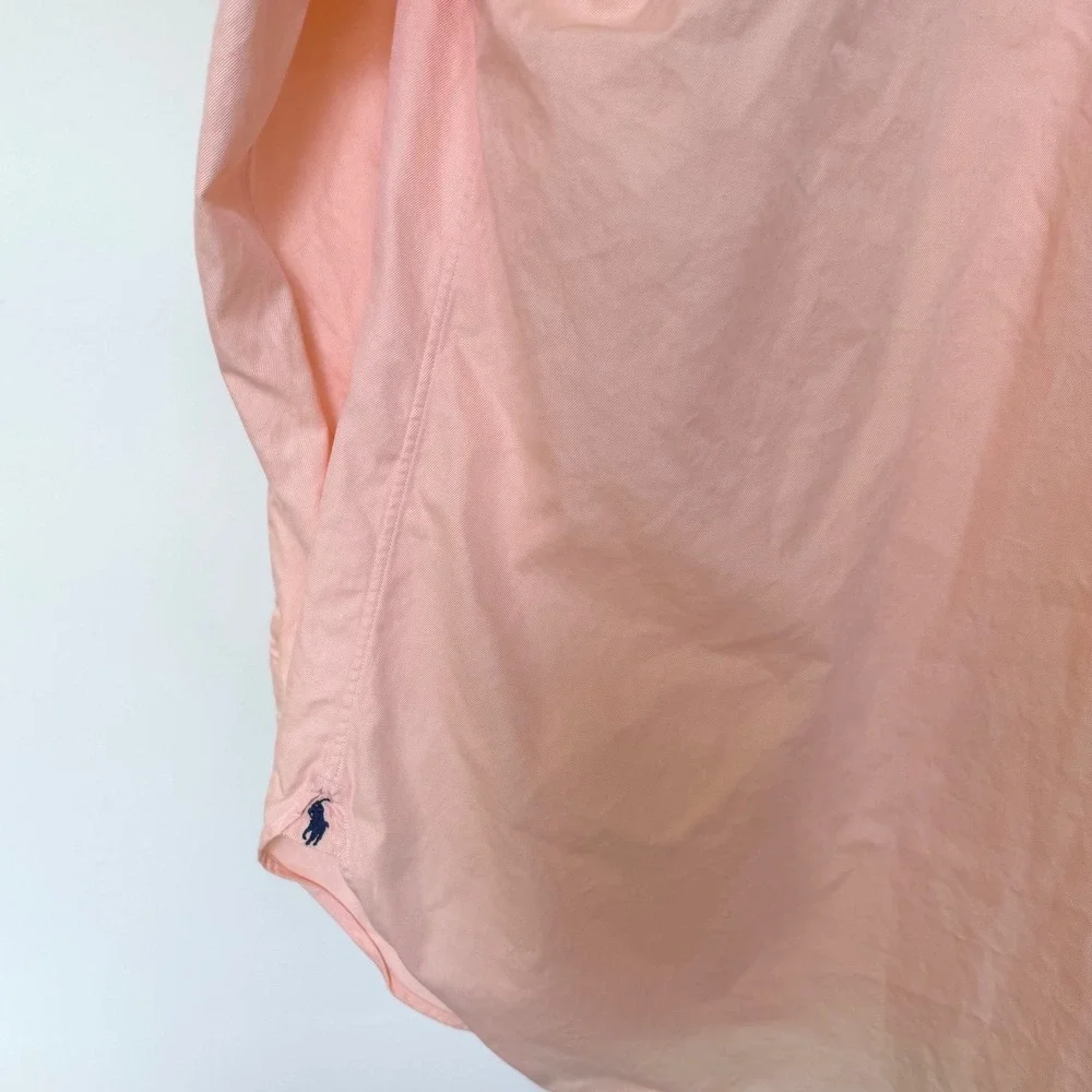 90's Polo Ralph‎ Lauren Regent Custom Fit Shirt 16.5 34 Peach Twill Button Down
